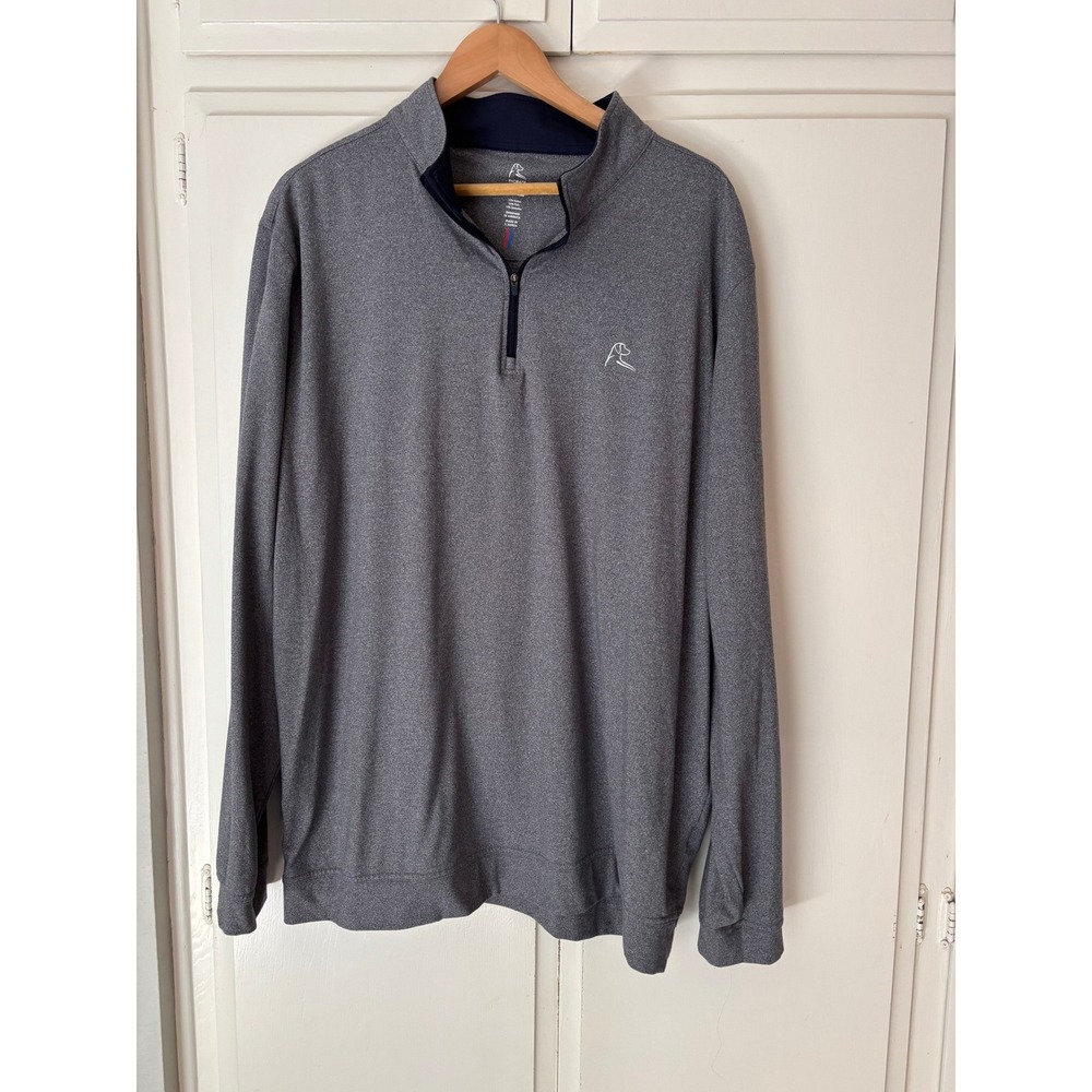 Rhoback Mens XXL Gray Performance Quarter Zip Pullover Golf Shirt Heathered